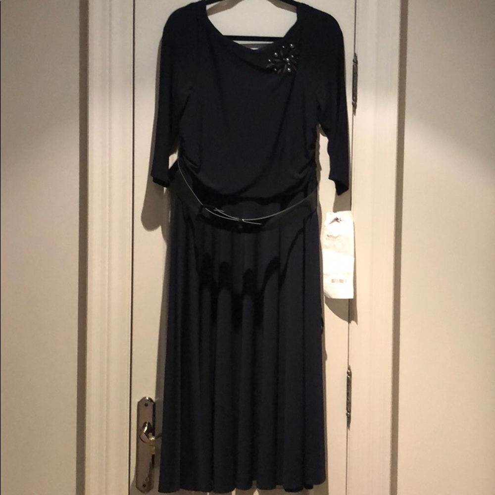Anne Klein Navy Jersey Dress NWT